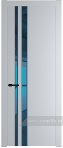 Дверь со стеклом ProfilDoors 20PW Зеркало Blue с молдингом Черный матовый (Лайт Грей (RAL 870-01))