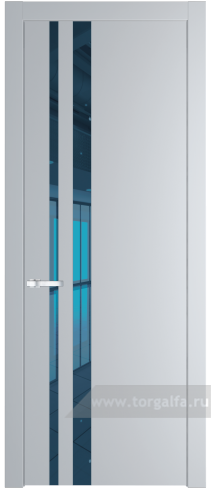 Дверь со стеклом ProfilDoors 20PW Зеркало Blue с молдингом Серебро (Лайт Грей (RAL 870-01))