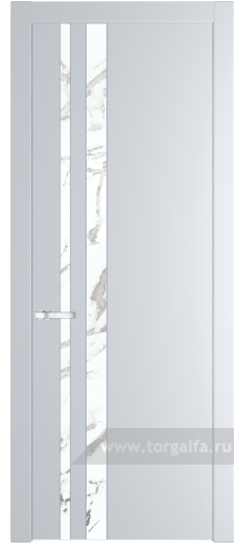 Дверь со стеклом ProfilDoors 20PW Нефи белый узор серебро с молдингом Серебро (Вайт (RAL 110 96 02))
