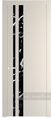 Дверь со стеклом ProfilDoors 20PW Нефи черный узор серебро с молдингом Серебро (Кремовая Магнолия (RAL 120-04))