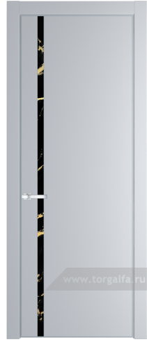 Дверь со стеклом ProfilDoors 21PA Нефи черный узор золото с профилем Серебро (Лайт Грей (RAL 870-01))