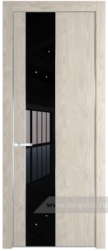 Дверь со стеклом ProfilDoors 19NA Lacobel Черный лак с профилем Серебро (Каштан светлый)