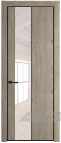 Дверь со стеклом ProfilDoors 19NA Lacobel Перламутровый лак с профилем Черный матовый RAL9005 (Каштан темный)