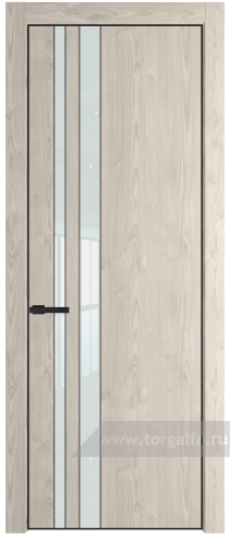 Дверь со стеклом ProfilDoors 20NE Lacobel Белый лак с кромкой Черный матовый RAL9005 (Каштан светлый)