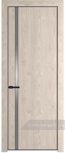 Дверь со стеклом ProfilDoors 21NE Lacobel Серебряный лак с кромкой Черный матовый RAL9005 (Каштан светлый)