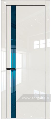 Дверь со стеклом ProfilDoors 18LA Зеркало Blue с профилем Черный матовый RAL9005 (Магнолия люкс)