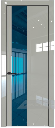 Дверь со стеклом ProfilDoors 19LA Зеркало Blue с профилем Черный матовый RAL9005 (Галька люкс)