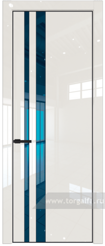 Дверь со стеклом ProfilDoors 20LA Зеркало Blue с профилем Черный матовый RAL9005 (Магнолия люкс)