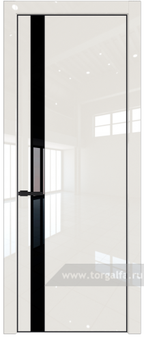 Дверь со стеклом ProfilDoors 18LE Lacobel Черный лак с кромкой Черный матовый RAL9005 (Магнолия люкс)