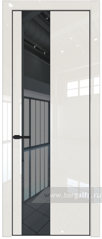 Дверь со стеклом ProfilDoors 19LE Зеркало Grey с кромкой Черный матовый RAL9005 (Магнолия люкс)