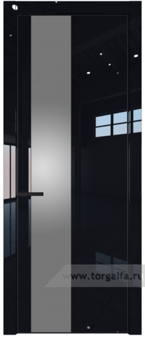 Дверь со стеклом ProfilDoors 19LE Lacobel Серебряный лак с кромкой Черный матовый RAL9005 (Черный люкс)