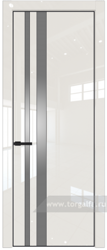 Дверь со стеклом ProfilDoors 20LE Lacobel Серебряный лак с кромкой Черный матовый RAL9005 (Магнолия люкс)