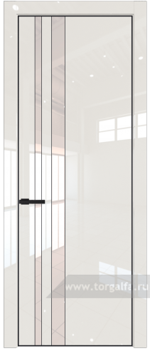 Дверь со стеклом ProfilDoors 20LE Lacobel Перламутровый лак с кромкой Черный матовый RAL9005 (Магнолия люкс)