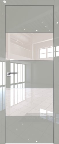 Дверь со стеклом ProfilDoors 22LE Lacobel Перламутровый лак с кромкой Серебро (Галька люкс)