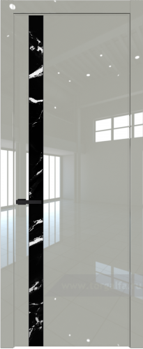 Дверь со стеклом ProfilDoors 18LW Нефи черный узор серебро с молдингом Черный матовый (Галька люкс)
