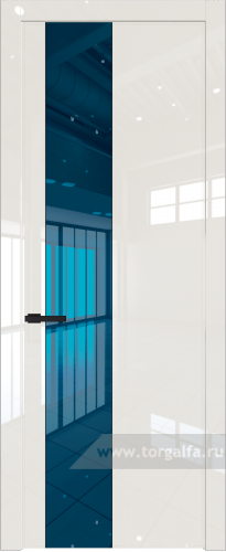 Дверь со стеклом ProfilDoors 19LW Зеркало Blue с молдингом Черный матовый (Магнолия люкс)