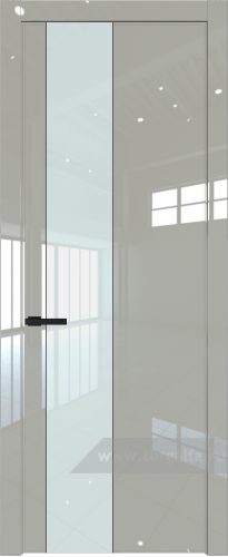 Дверь со стеклом ProfilDoors 19LW Lacobel Белый лак с молдингом Черный матовый (Галька люкс)