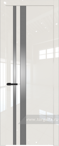 Дверь со стеклом ProfilDoors 20LW Lacobel Серебряный лак с молдингом Черный матовый (Магнолия люкс)